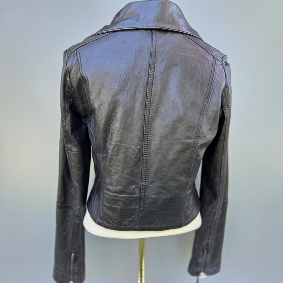 Oasis Black Leather Moto Jacket Size-M - Picture 7 of 12